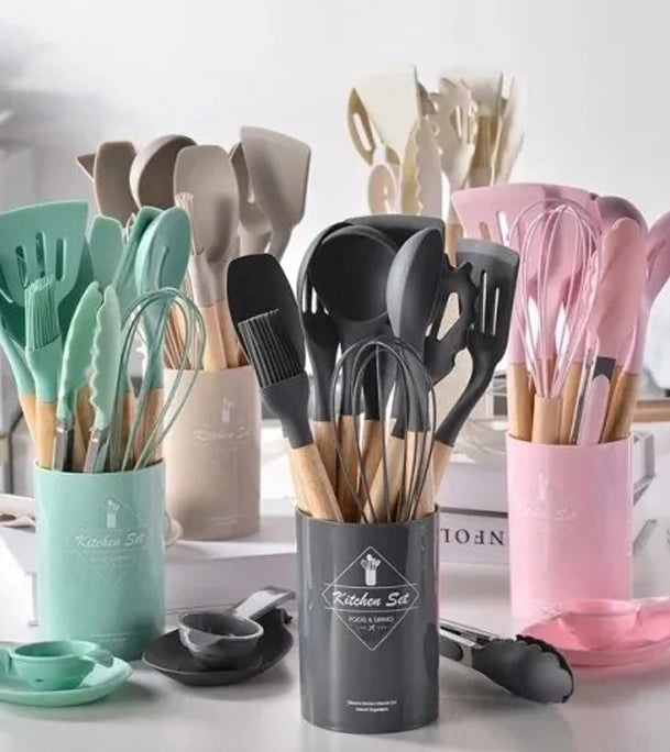 12 PCS Silicone Cooking Tools Kitchen Utensils Set