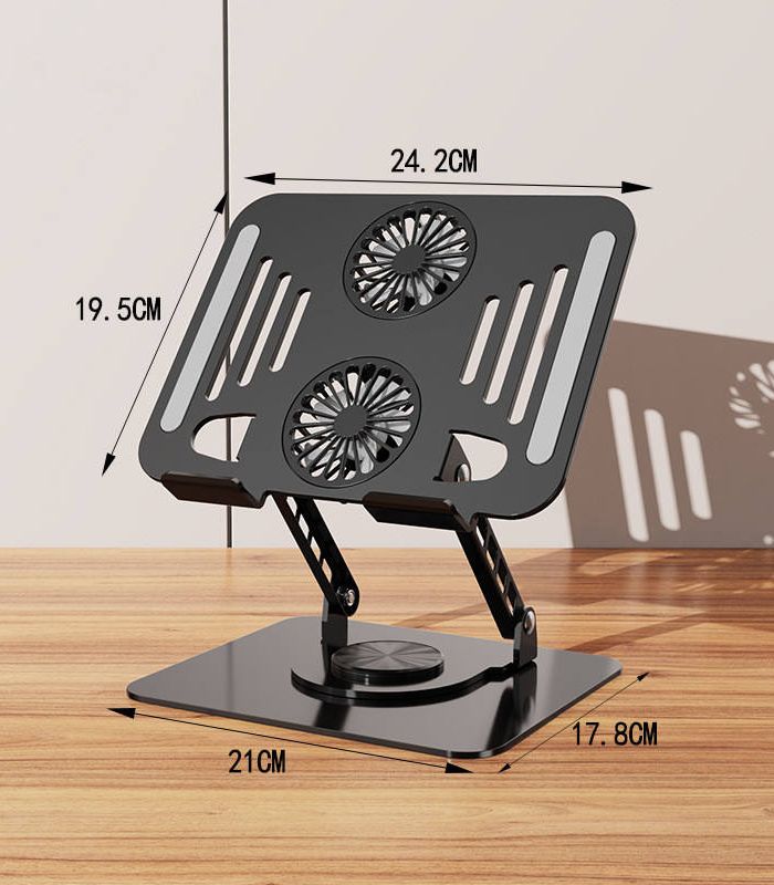 Metal 360 Degree rotation laptop stand with cooling fan