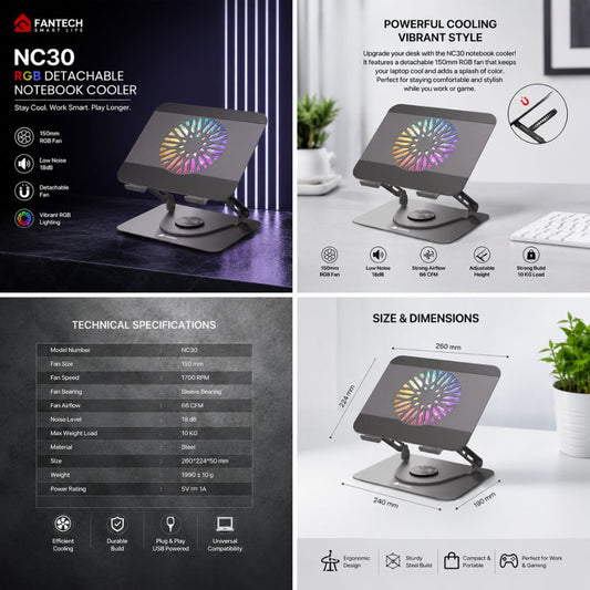 Luxury NC30 RGB Cooling Pad Laptop Stand Boost Performance