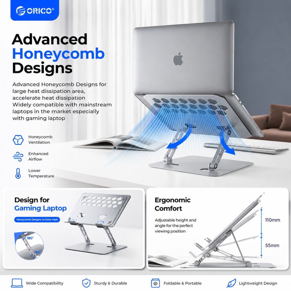 ORICO LST02i Adjustable Foldable Laptop Stand- Perfect Ergonomic Solution