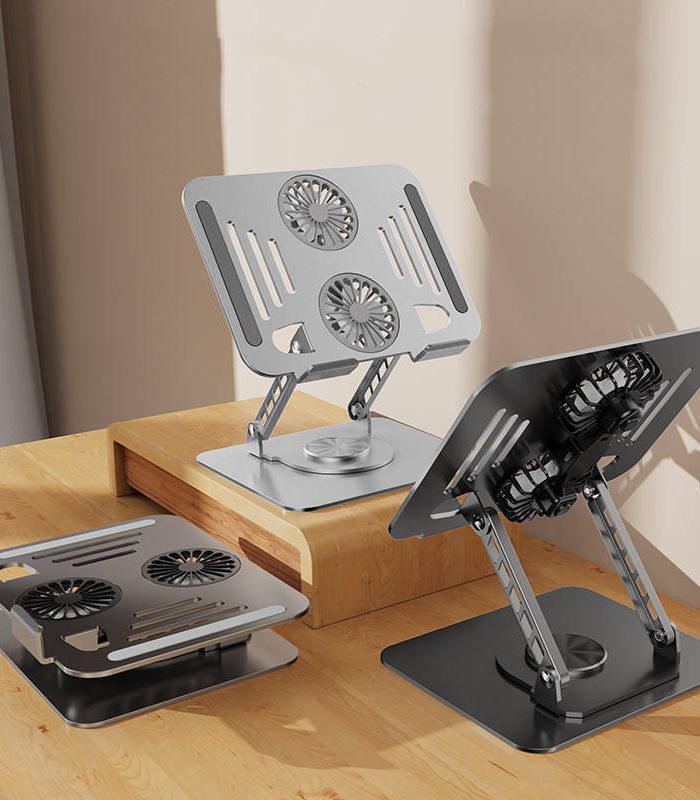 Metal 360 Degree rotation laptop stand with cooling fan
