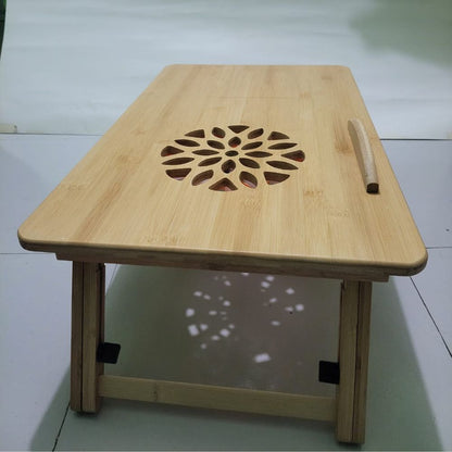 Bamboo Laptop Table for bed With Adjustable Cooling fan