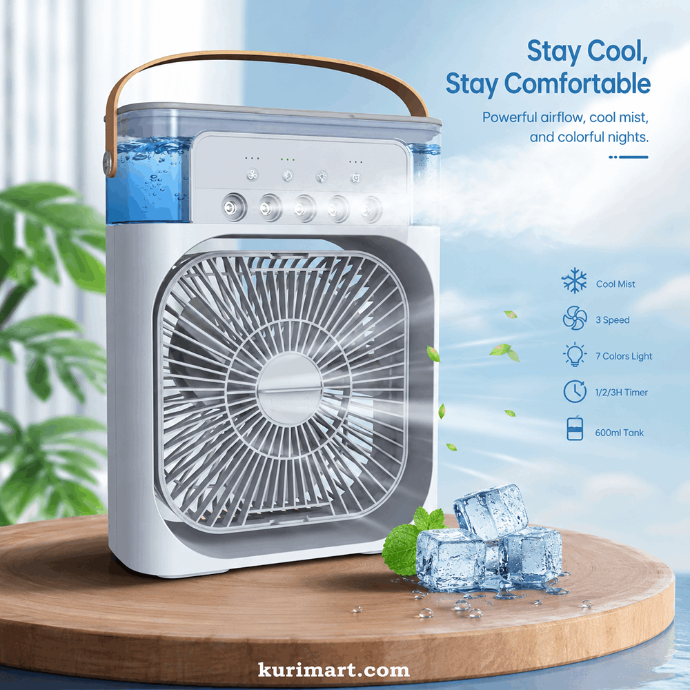 Powerful & Stunning 7 Colors LED Night Light USB Portable Air Cooler Fan – Silent Mini Cooling Beast for Instant Heat Relief