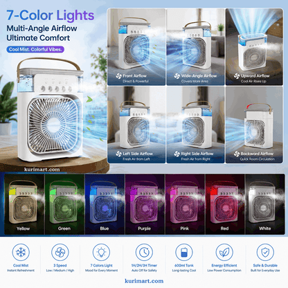 Powerful & Stunning 7 Colors LED Night Light USB Portable Air Cooler Fan – Silent Mini Cooling Beast for Instant Heat Relief