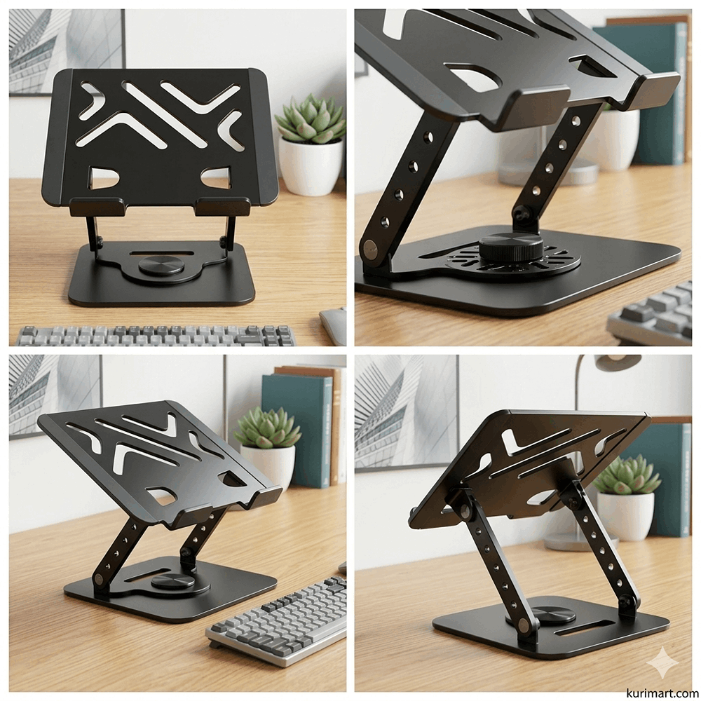 Upgrade Comfort with Powerful SG-19 360° Rotating Aluminum Foldable Laptop Stand