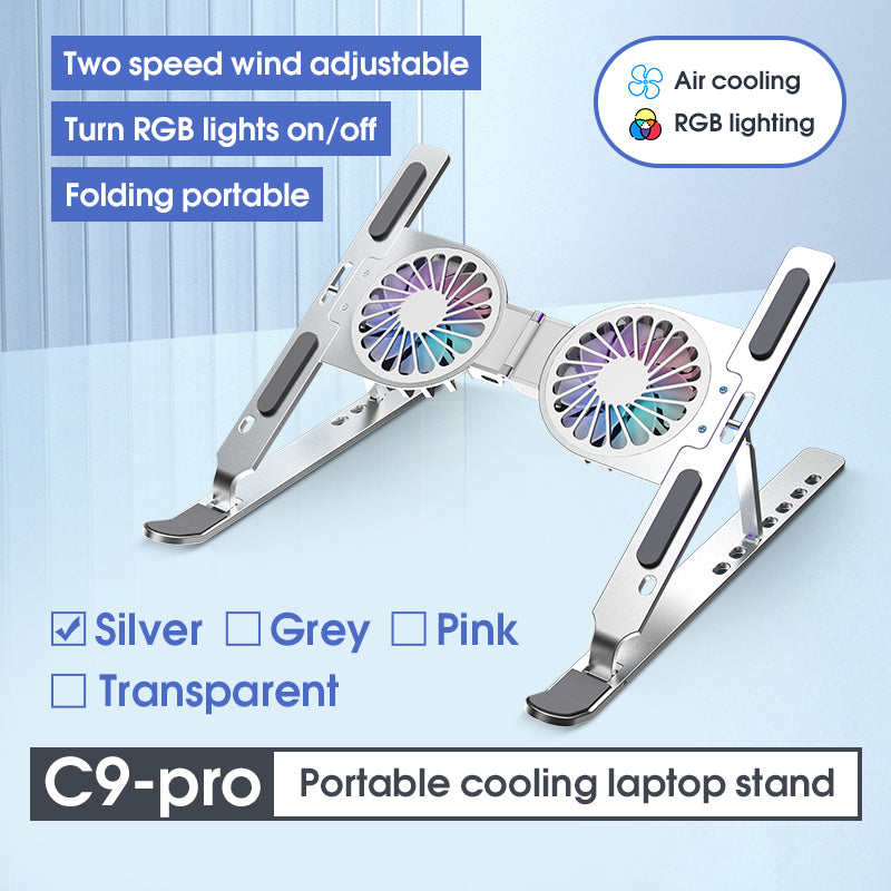 RGB Full Color Desk Adjustable Laptop Stand with Cooling Fan