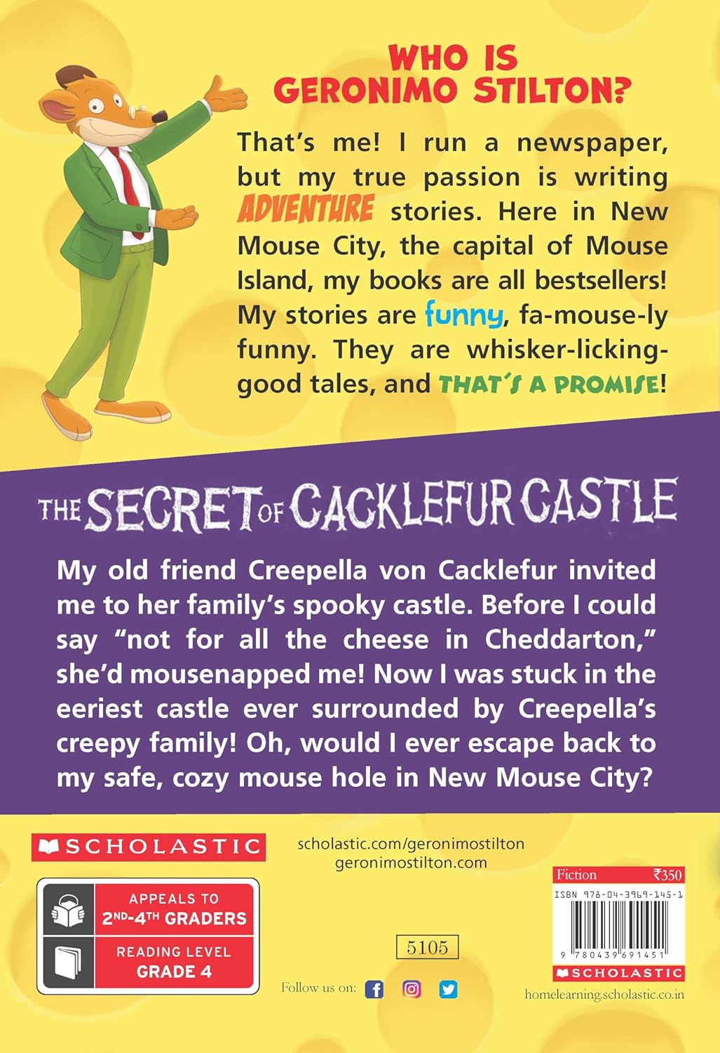 GERONIMO STILTON # 22 SECRET OF CACKLEFUR CASTLE STILTON GERONIMO