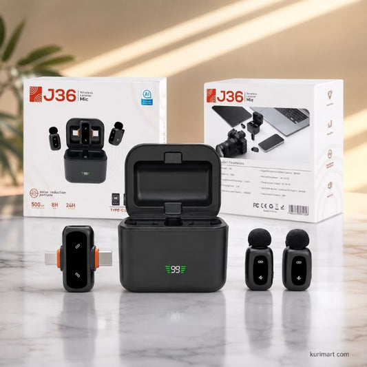J36 Wireless Collar Microphone Amazing AI Noise Reduction
