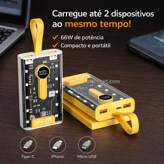High-Performance 20000mAh Transparent Power Bank 22.5W Fast Charging