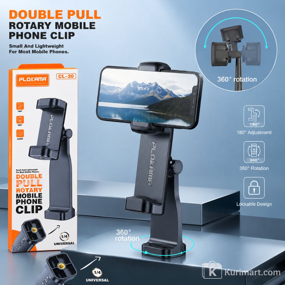 Secure CL20 Phone Holder Plokama 360° Tripod Mount Pro Grip