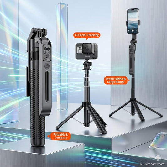 Powerful C12 AI Tracking Selfie Stick Tripod for Perfect Videos
