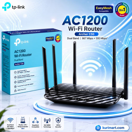 TP-Link Archer C50 AC1200 Dual Band Router Fast Stable WiFi