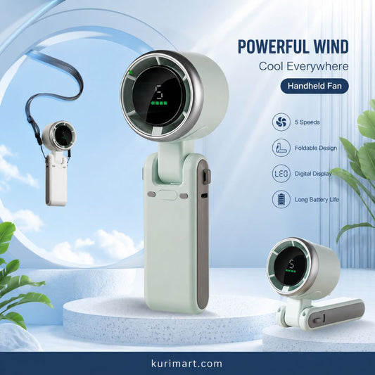 Stay Cool Fast with Portable Handheld Turbo Fan 5 Gear Wind