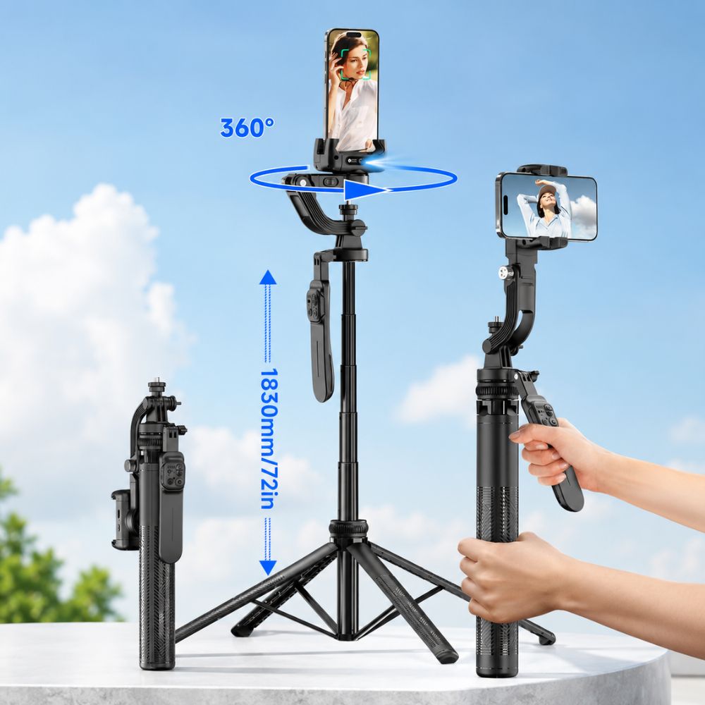 Advanced C16 Update 2.0 AI Face Tracking Gimbal Stabilizer with Tripod (6 Fit)